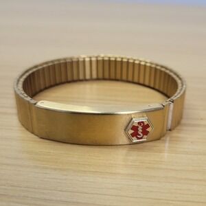 Vintage Speidel Medilog bracelet Brass Gold-tone Stainless Steel